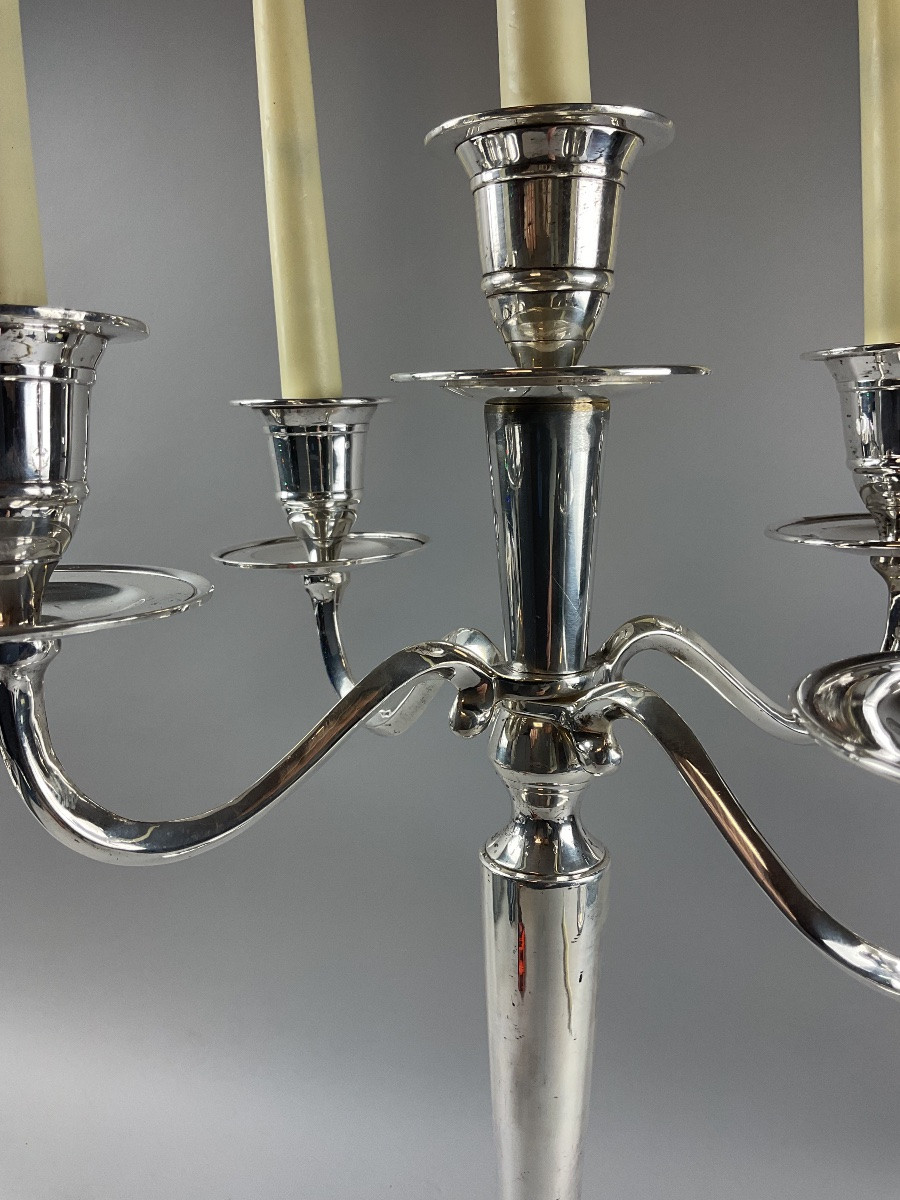 Silver-plated Metal Candelabra With 4 Branches And 5 Lights-photo-2