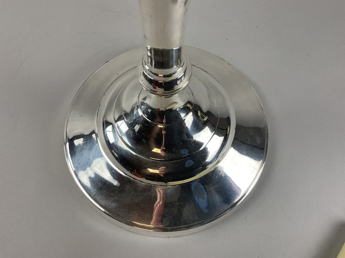 Silver-plated Metal Candelabra With 4 Branches And 5 Lights-photo-3