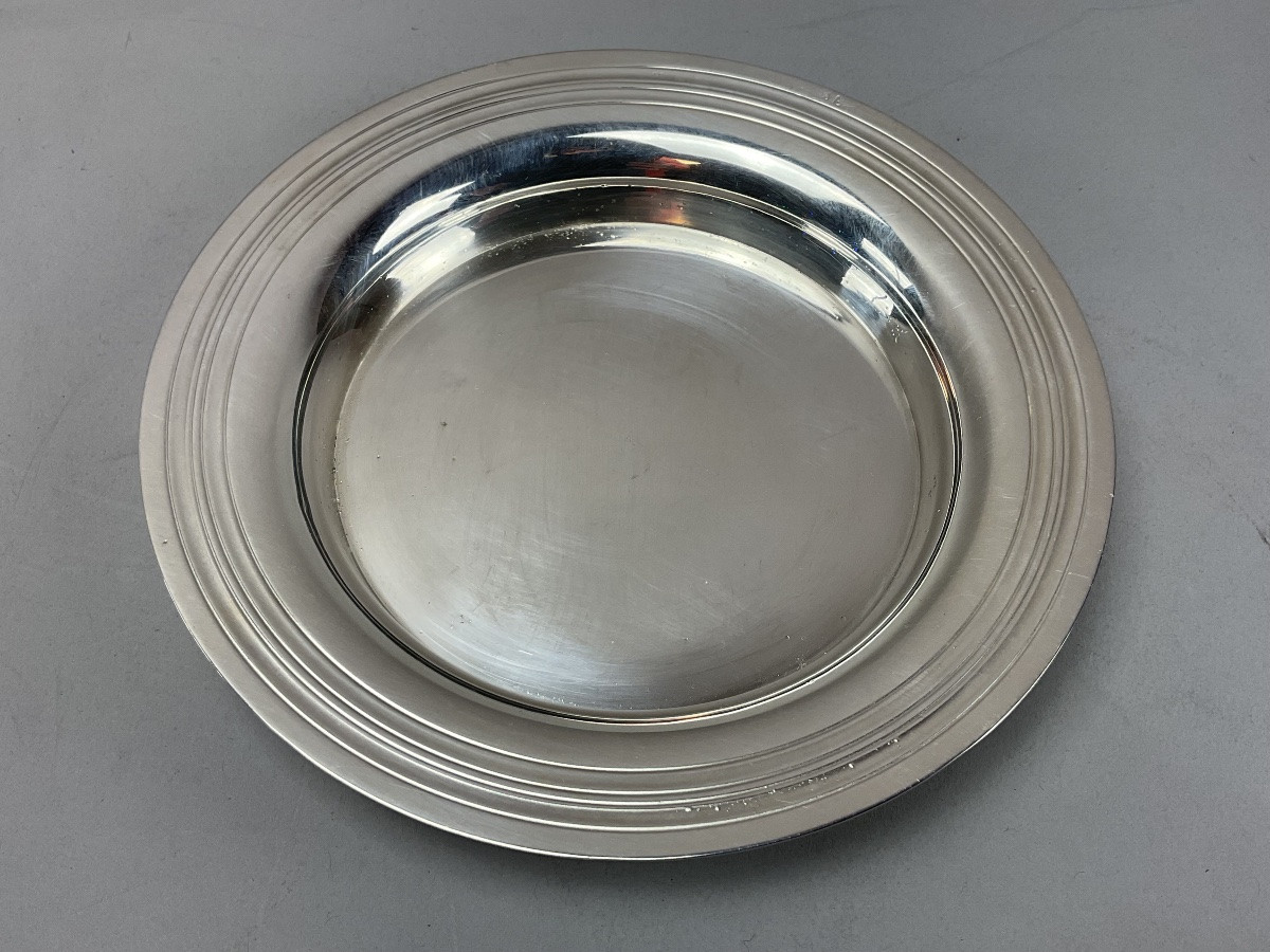 Dessous de bouteille en métal argenté style art déco -photo-2