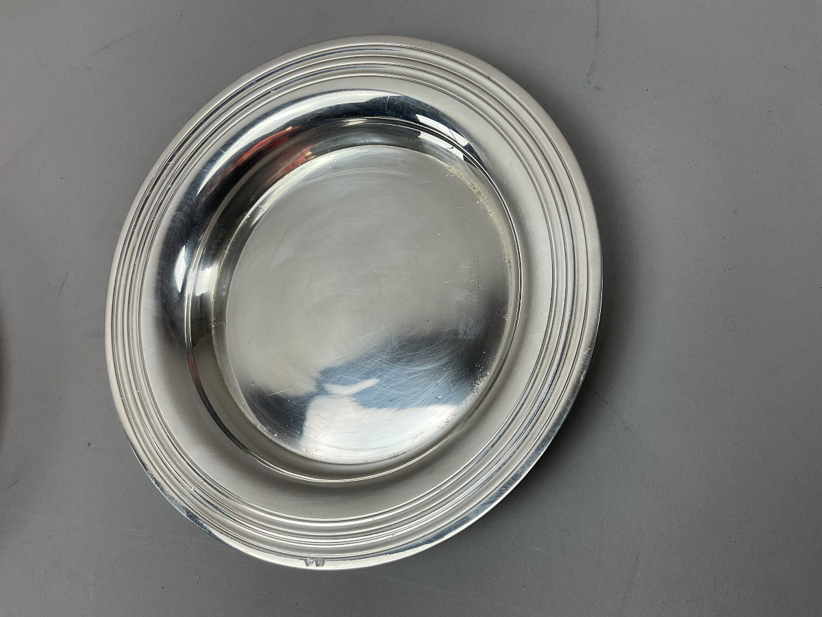 Dessous de bouteille en métal argenté style art déco -photo-3