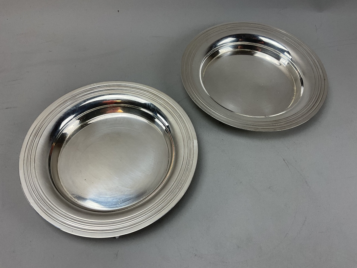 Dessous de bouteille en métal argenté style art déco 