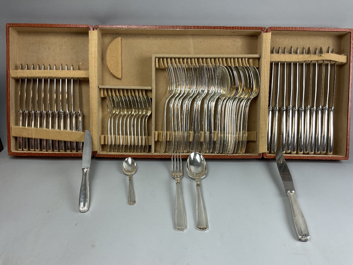 Alfenide/christofle Paris Model 60 Piece Cutlery Tray-photo-2