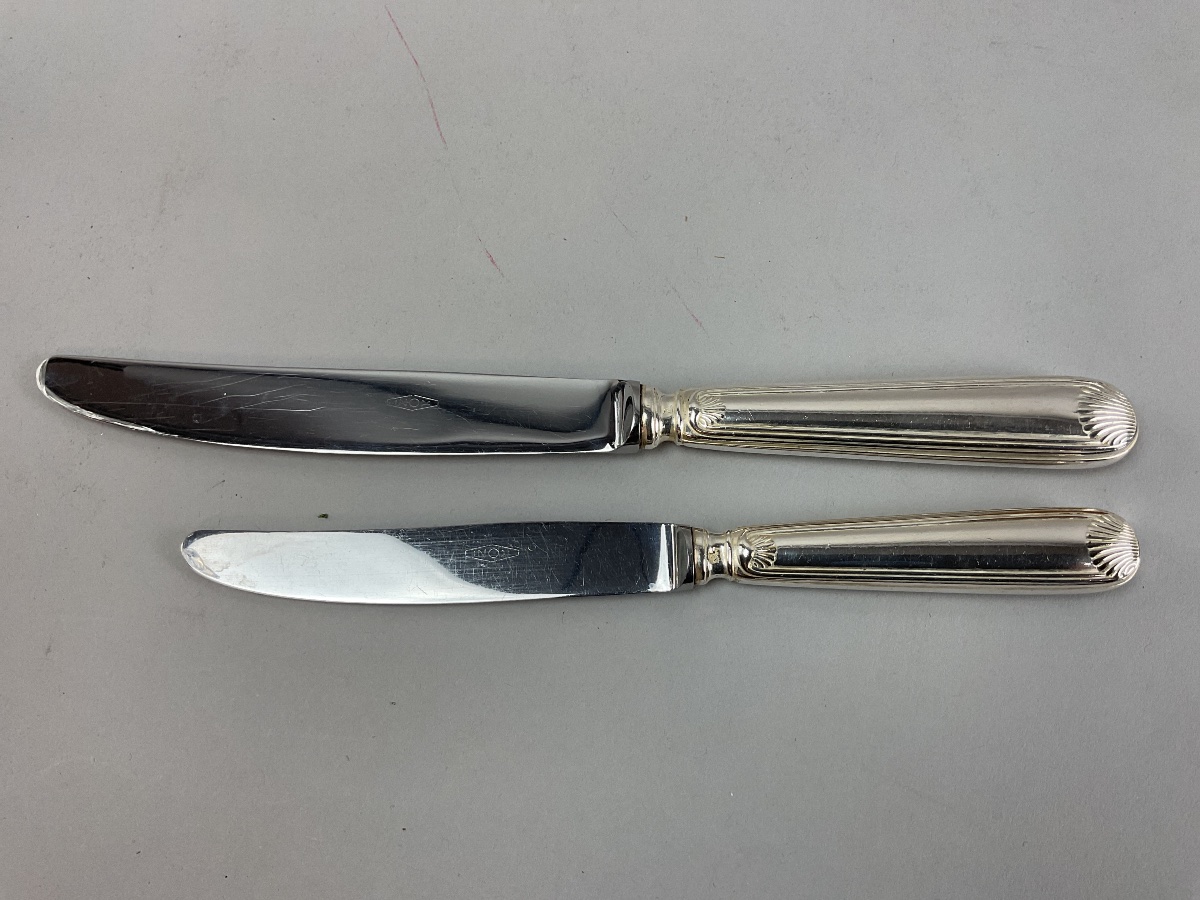 Set Of 24 Silver-plated Knives With Shell Decoration-photo-4