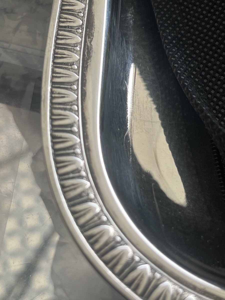 Silver-plated Metal Serving Tray With Palmette Decoration-photo-3