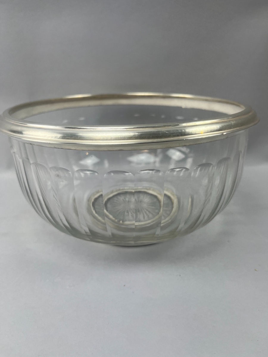 Coupe/Saladier/jatte en cristal cercle argent -photo-2