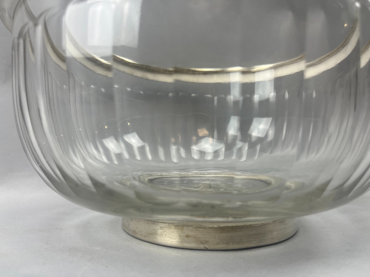 Coupe/Saladier/jatte en cristal cercle argent -photo-3