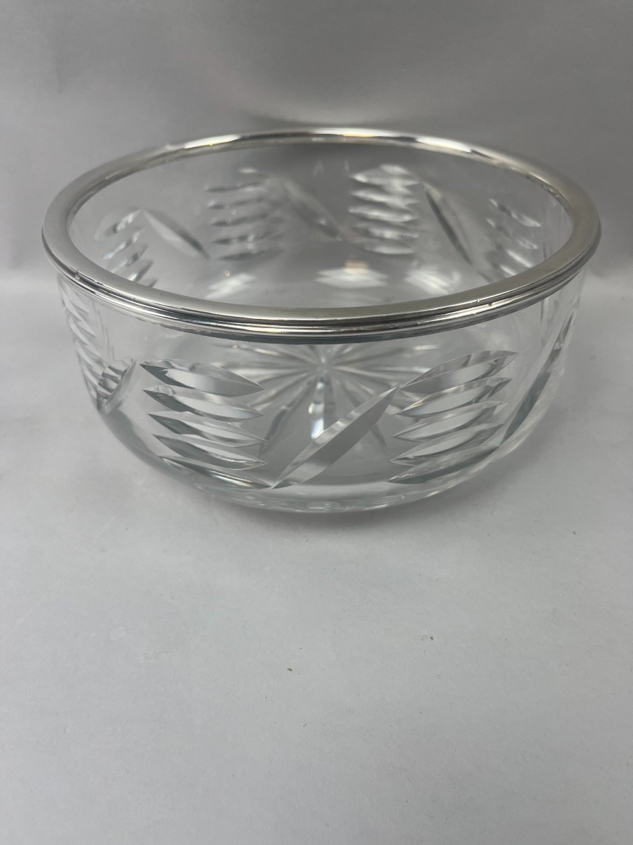 Glass Bowl Silver Circle