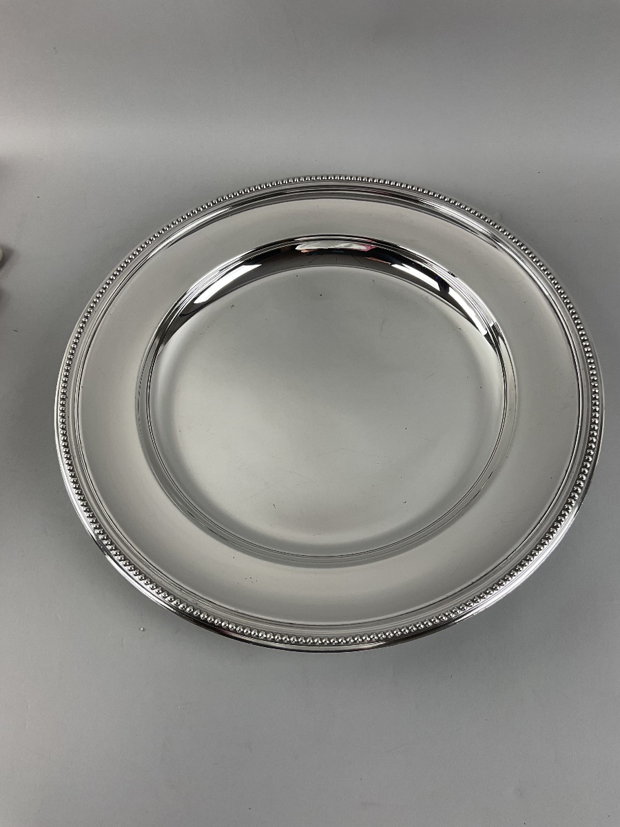 Plat de service rond  Christofle modèle perles  