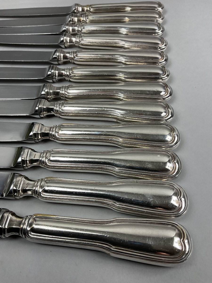 Set Of Twelve Silver-plated Knives With A Net Pattern -photo-3