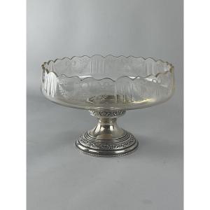 Compotier ou coupe en cristal & argent 