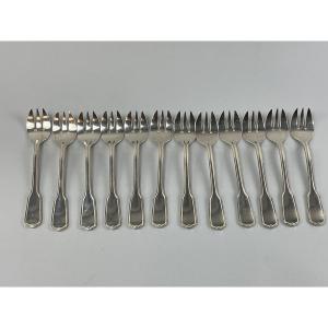 Fourchettes à huîtres en métal argenté 