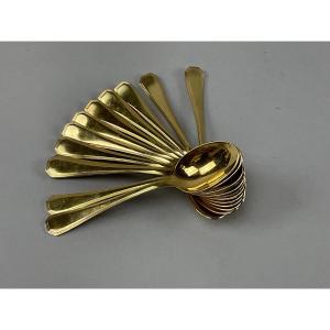 Christofle  cuillère à moka en métal dorée
