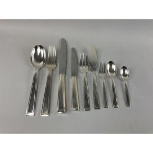 Art Deco Style Flatware Set By Ravinet d'Enfert, 108 Pieces 