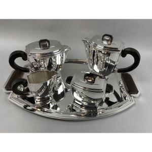   Français  Arabe  Service à Thé Et Café Art Déco En Métal Argenté, Ravinet D’enfert, Vers 1925