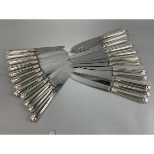 Set Of 24 Silver-plated Knives With Shell Decoration