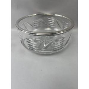 Coupe/saladier ou jatte en verre cercle argent 