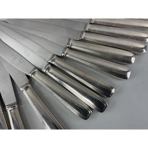 12 couteaux de table métal argenté style art déco