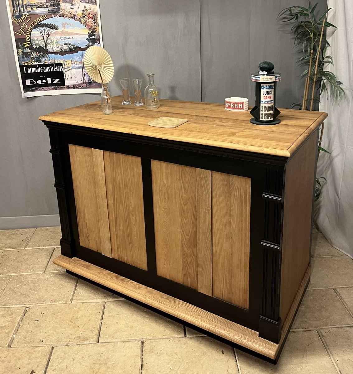 Wine Bar Oak Cooler Furniture Craft Counter Bistrot Coffee Island Zinc