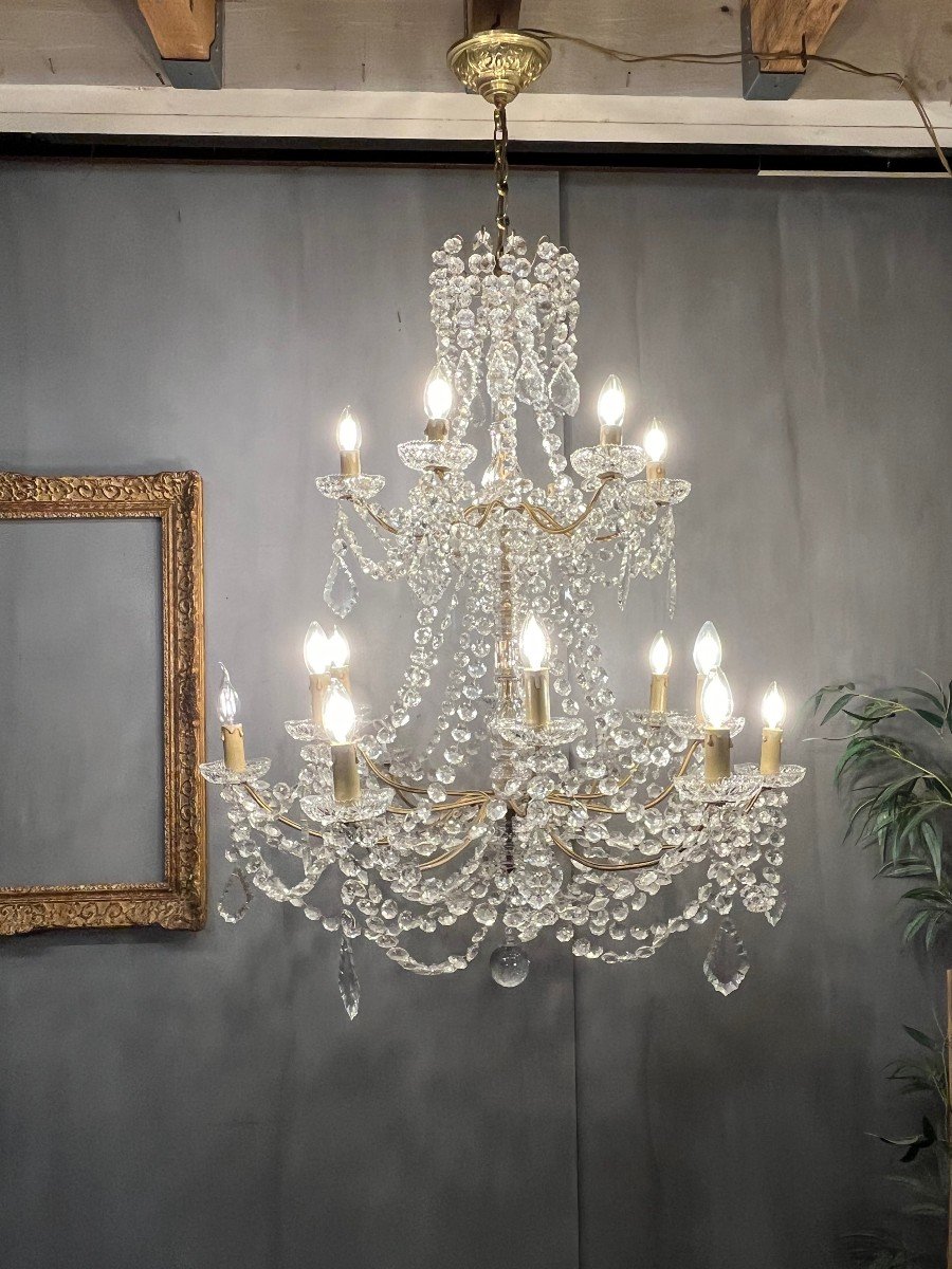 Large Chandelier With Garlands And Crystal Tassels 18 Candles, Height 140-photo-2