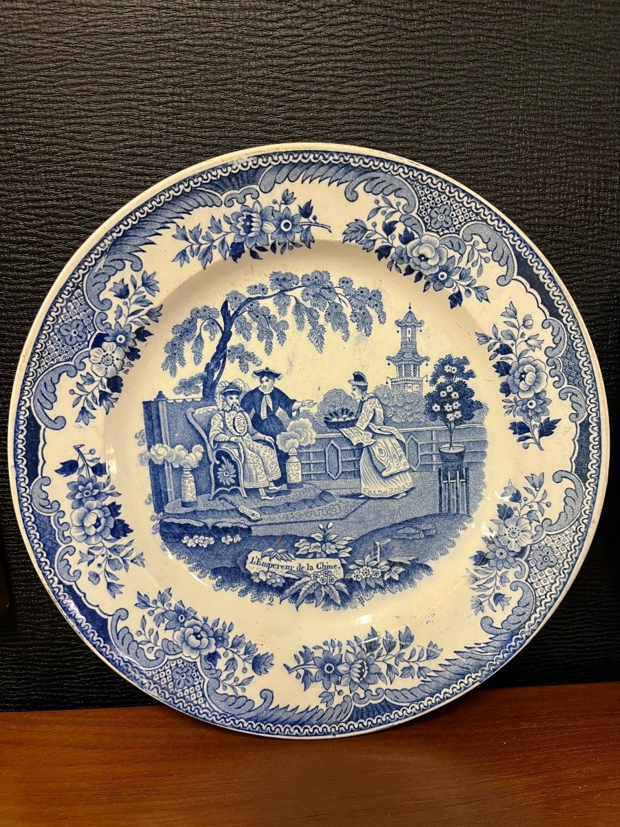 3 Assiettes Creil Et Montereau Décor Chine Bleu Blanc 1834-photo-2