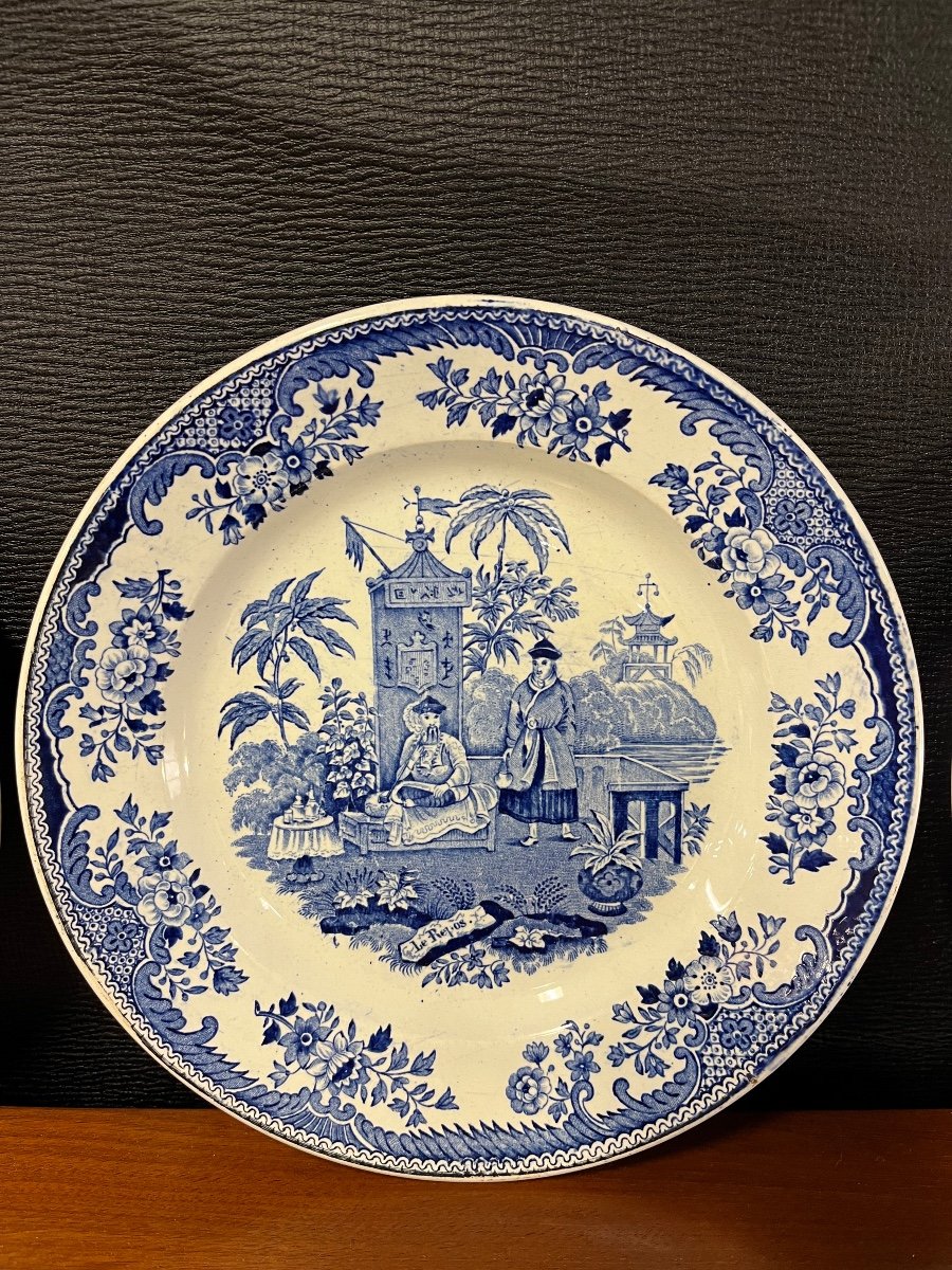 3 Assiettes Creil Et Montereau Décor Chine Bleu Blanc 1834-photo-3