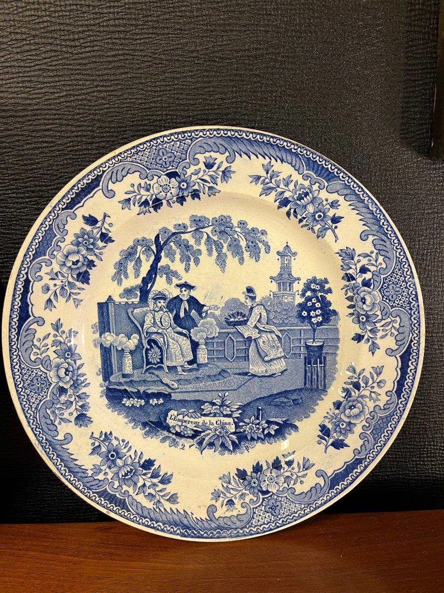 3 Assiettes Creil Et Montereau Décor Chine Bleu Blanc 1834-photo-4
