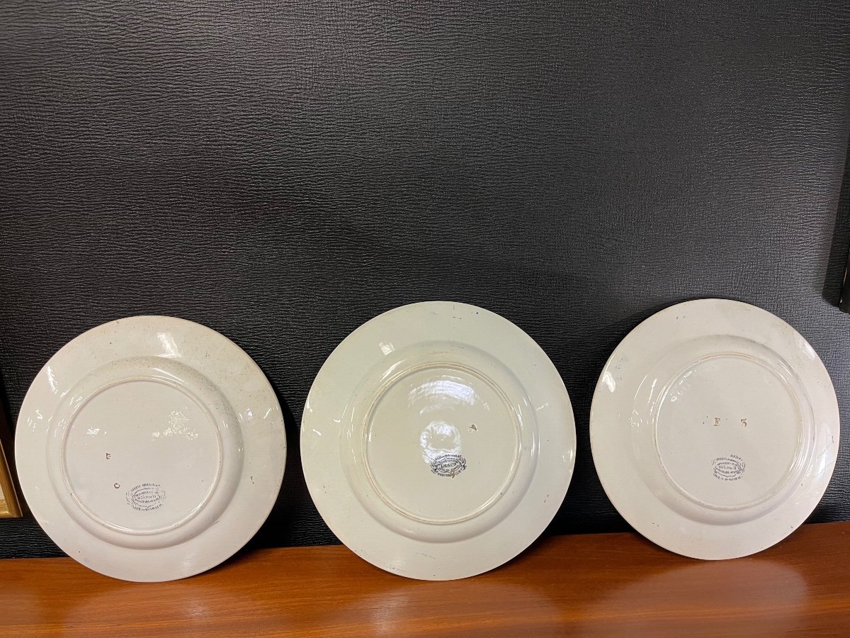 3 Assiettes Creil Et Montereau Décor Chine Bleu Blanc 1834-photo-1