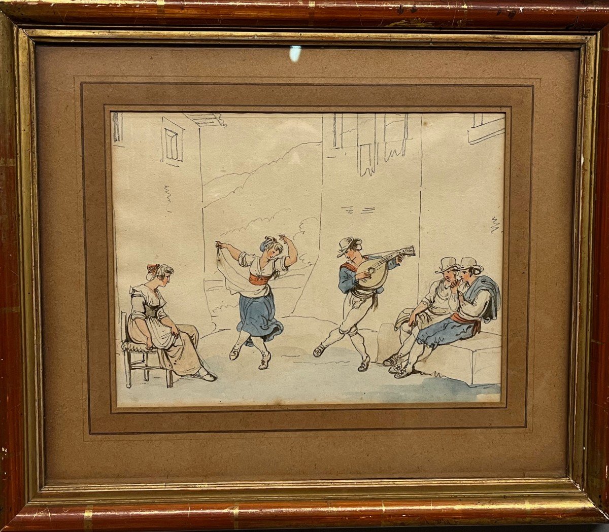 Bartolomeo Pinelli Drawing Italian Popular Scene Musicians Dancers 