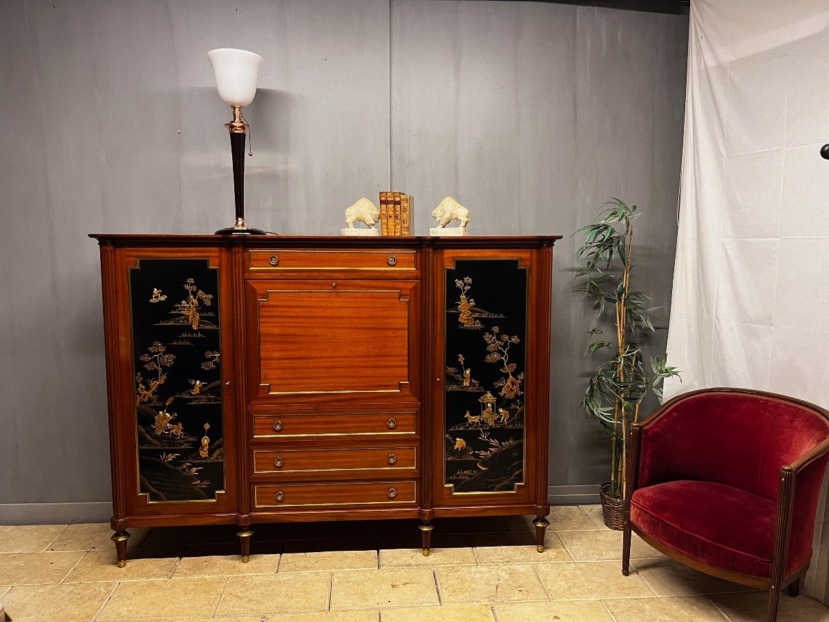 Mahogany Support Unit From Maison Hirch Paris Enfilade Bar Library