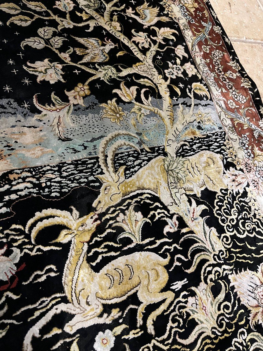 Tapis Turc Hereke  En Soie Signé  125 X 80  tapisserie -photo-4