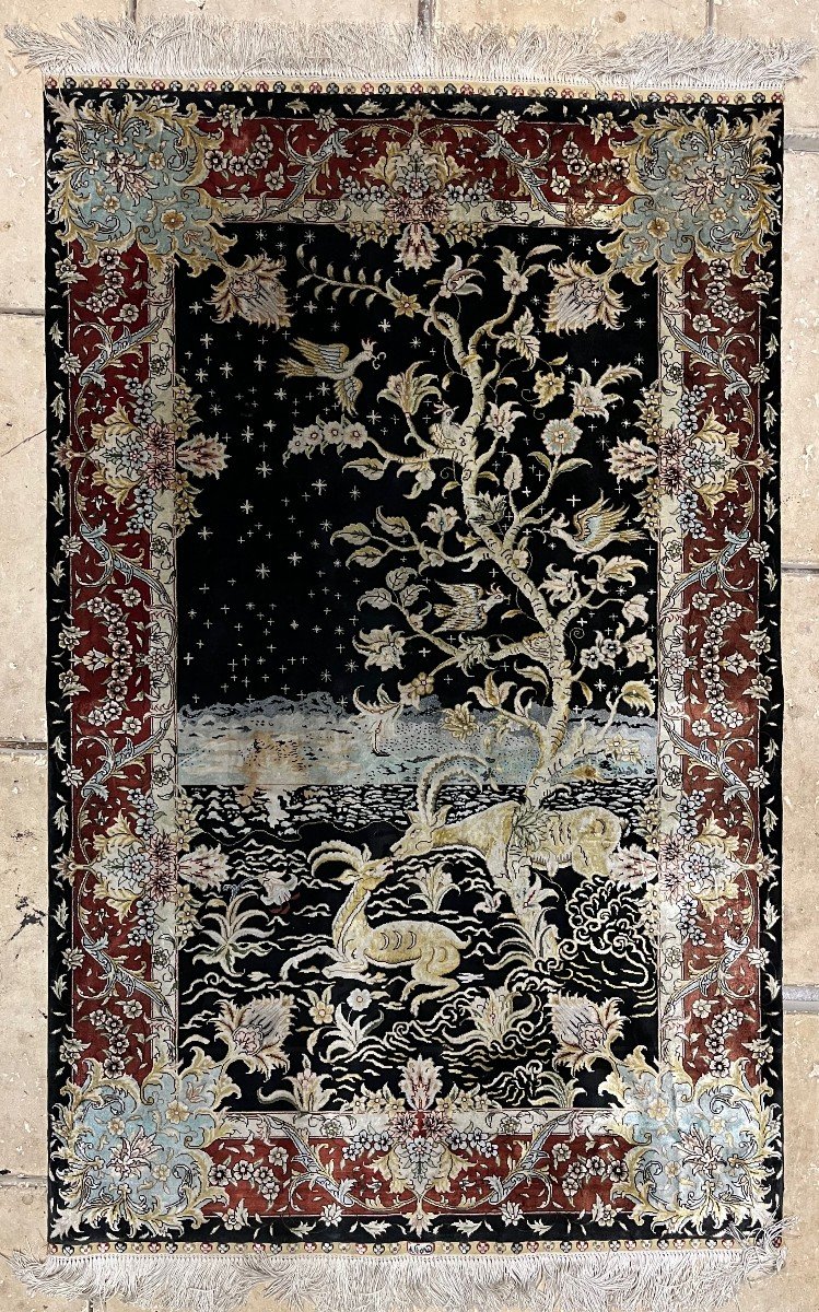 Tapis Turc Hereke  En Soie Signé  125 X 80  tapisserie 