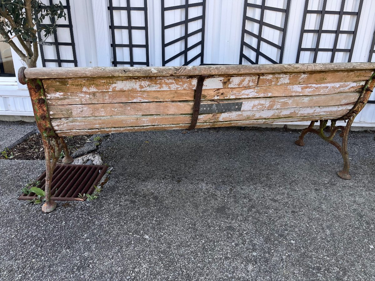 Large Wooden Garden Bench With Cast Iron Legs -photo-2