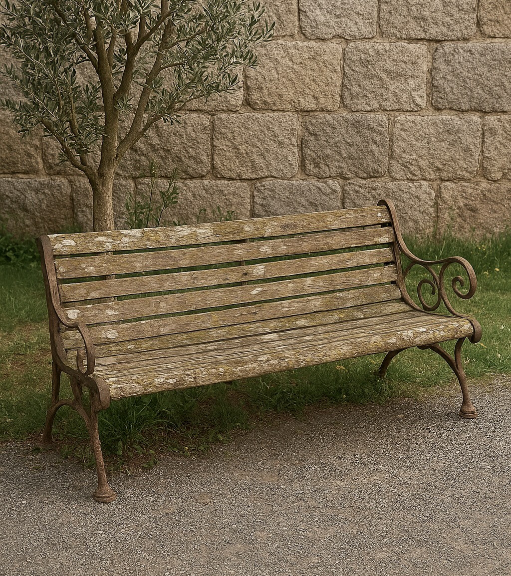Large Wooden Garden Bench With Cast Iron Legs 