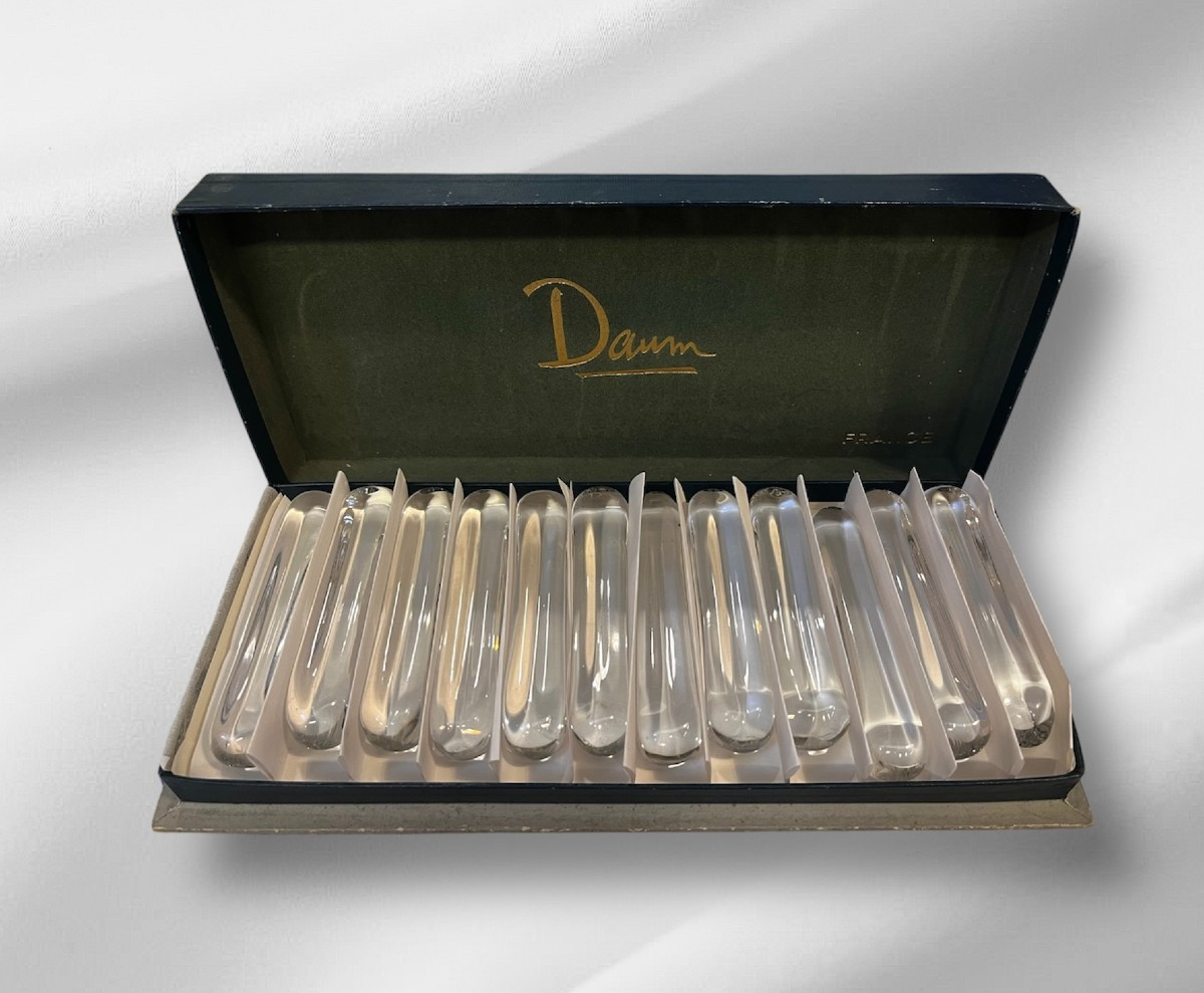 12 portes couteaux design DAUM France cristal en coffret 