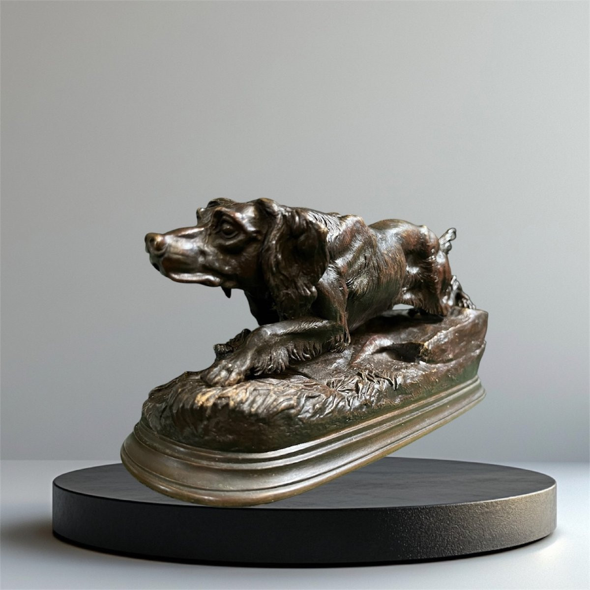 Bronze animalier  de J. MOIGNIEZ  chien de chasse setter -photo-3