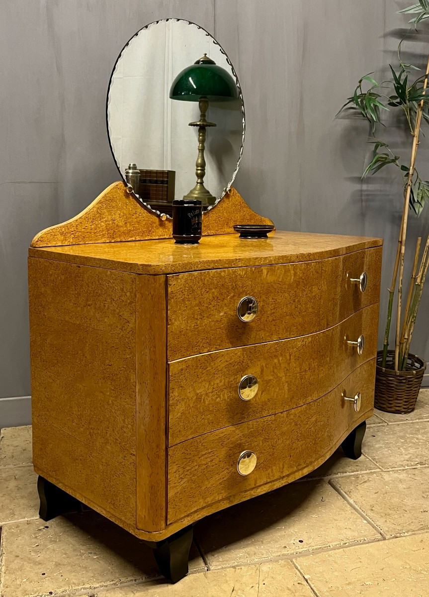 Art Deco Dressing Table In Speckled Maple