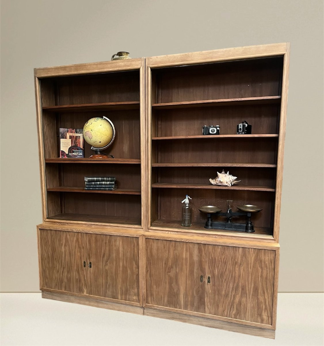 Display Case - Vintage Bookcase From The 50s-60s In Oak, Trade Furniture -photo-4