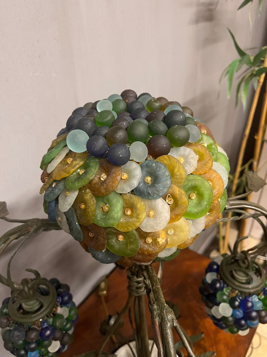 Venetian Lamp With Grape Clusters In Murano Glass And Metal  -photo-5