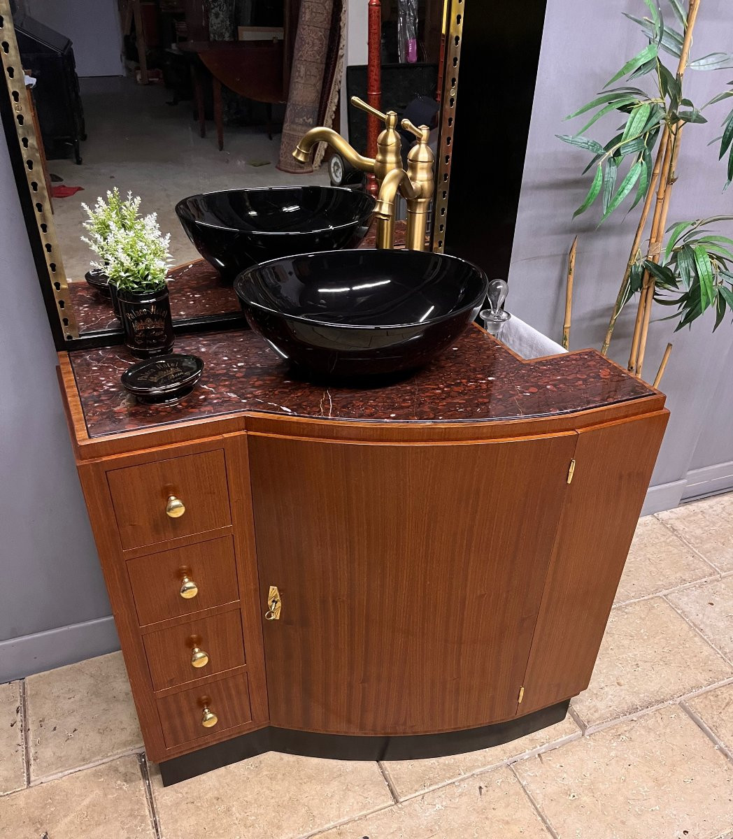 Art Deco Bathroom Furniture With Mirror, Sink And Toilet Tap-photo-2