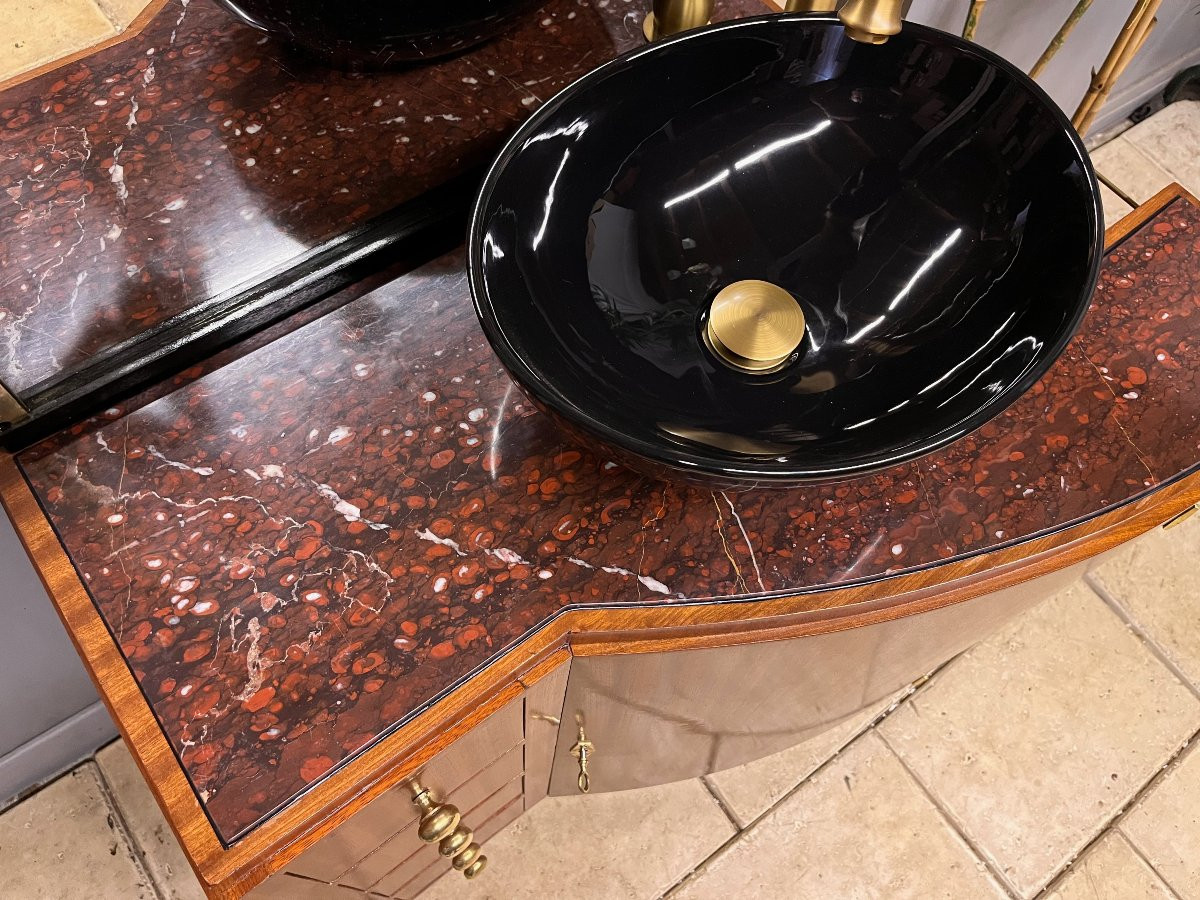 Art Deco Bathroom Furniture With Mirror, Sink And Toilet Tap-photo-6