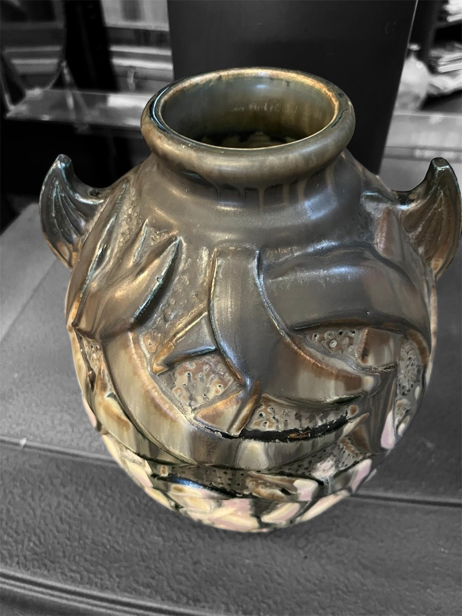 Vase art déco Gilbert Métenier en grès -photo-3