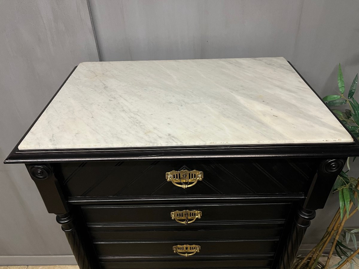 Secrétaire  plat à  abattant   en bois patiné noir années  "1900 "  bureau scriban -photo-4