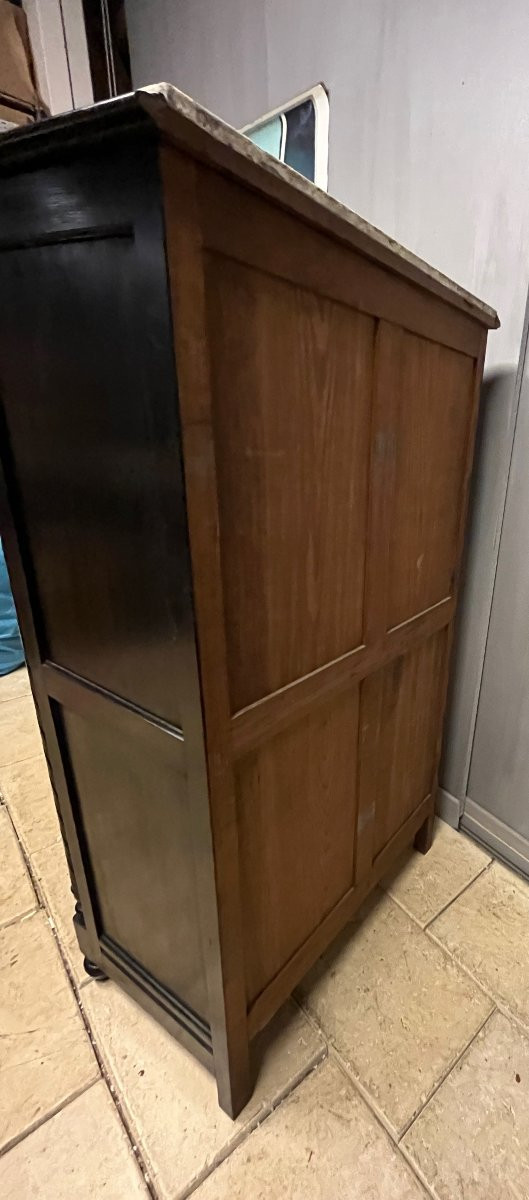 Secrétaire  plat à  abattant   en bois patiné noir années  "1900 "  bureau scriban -photo-5