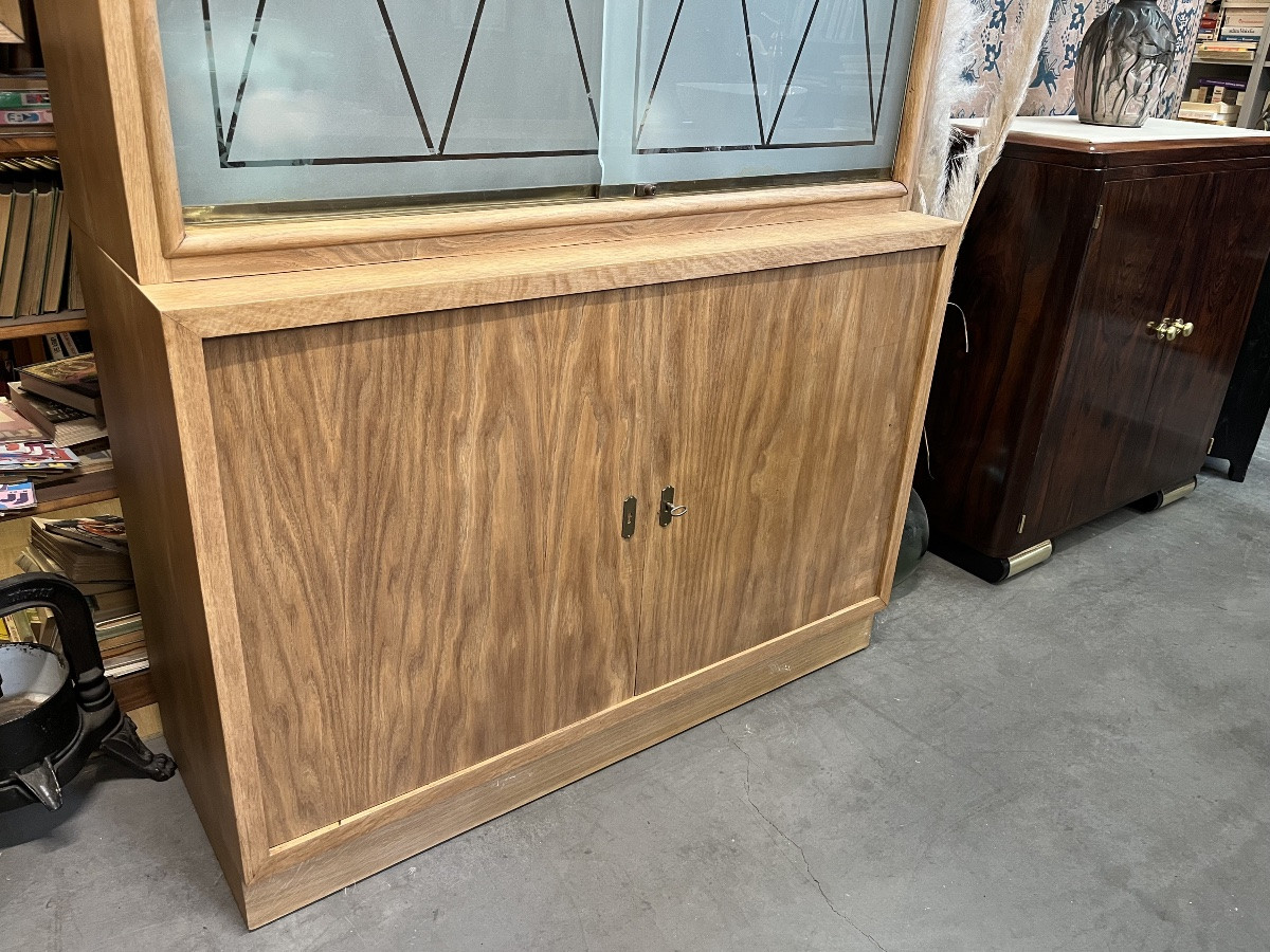 Vintage Oak Furniture Bookcase Display Cabinet Sideboard -photo-2