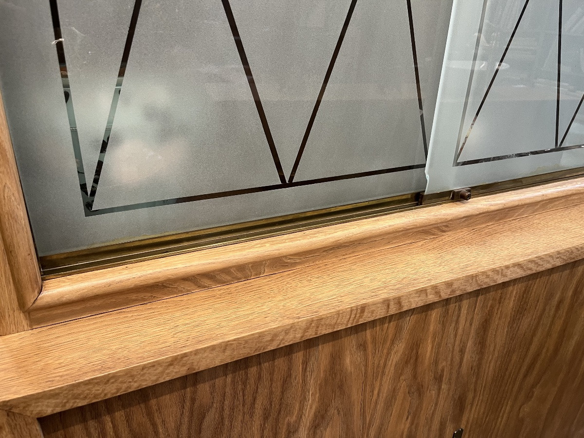 Vintage Oak Furniture Bookcase Display Cabinet Sideboard -photo-3