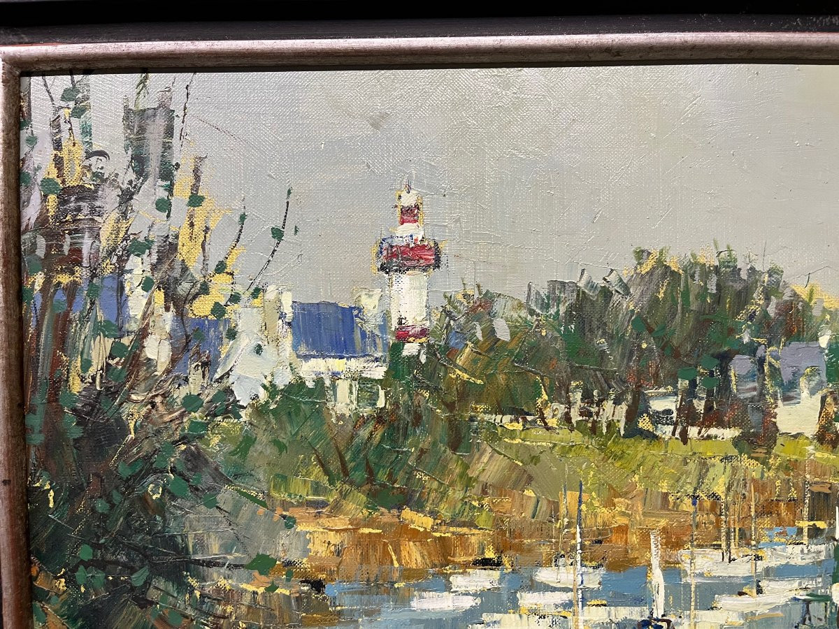 Marine Painting Joël Le Fur Lighthouse Port Of Douëlan Finistère -photo-4