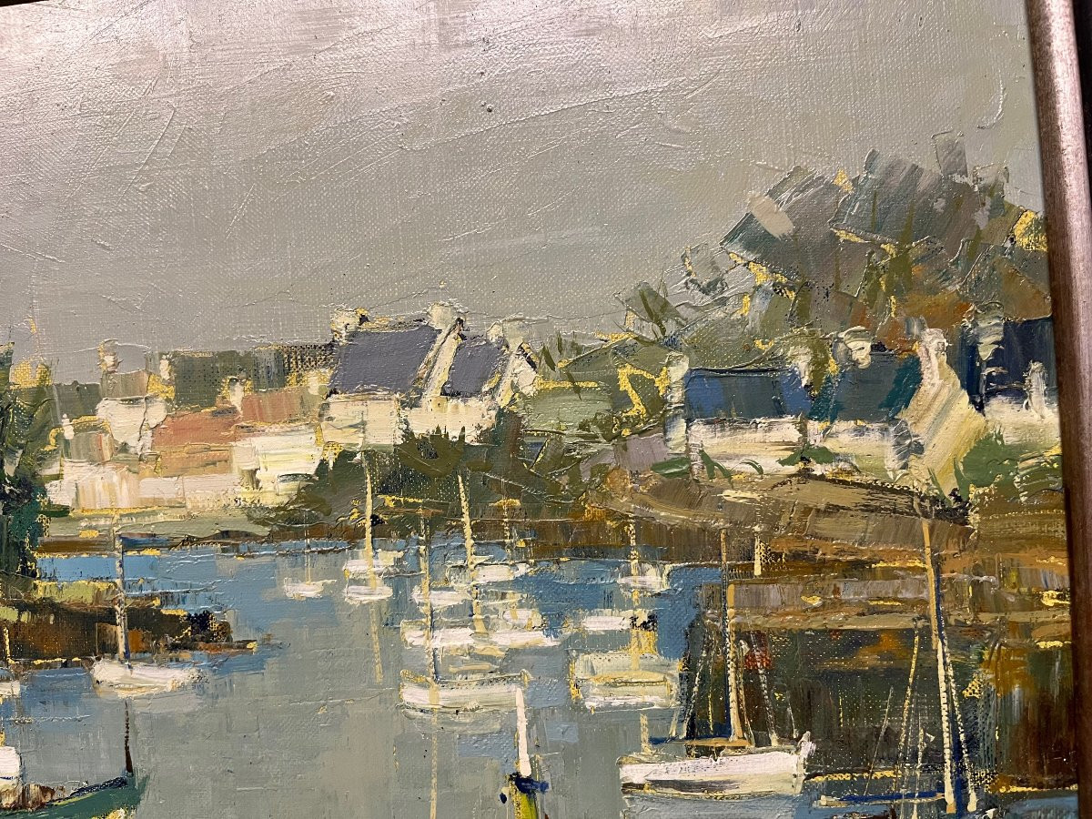 Marine Painting Joël Le Fur Lighthouse Port Of Douëlan Finistère -photo-2