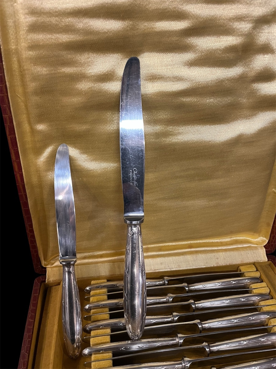 24 couteaux Christofle  Louis XVI rubans croisés 