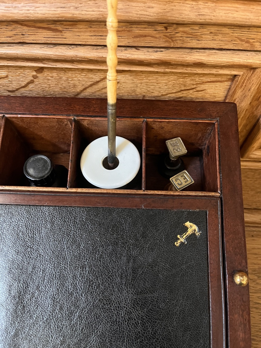 Coffret écritoire de voyages marine en acajou XIX ème -photo-2