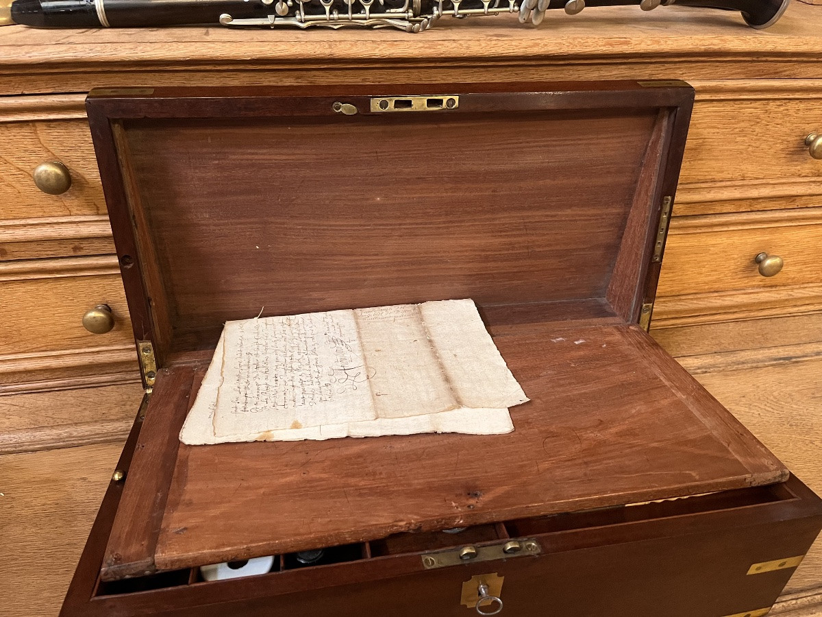 Coffret écritoire de voyages marine en acajou XIX ème -photo-5